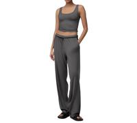 Generisch Pyjama court en satin pour femme - Pyjama d'Halloween à manches courtes avec boutonnière - Ensemble de 2 pièces - Tenue d'intérieur, Pyjama B3 gris foncé, S