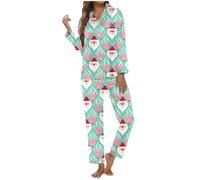 Generisch Pyjama de Noël pour femme - Motifs drôles de bonhomme de neige - Deux pièces - Combinaison d'intérieur - Manches longues - Drôle - Pyjama de Noël léger et doux pour la peau - Pyjama pour les