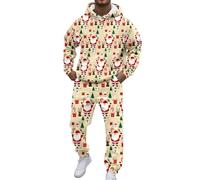 Generisch Pyjama de Noël pour hommes avec imprimé intégral - Drôle de combinaison avec le Père Noël et les ours polaires | Pyjama festif pour la maison et le sommeil pour les fêtes, XL