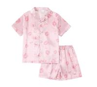 Generisch Pyjama d'été pour enfants avec motifs animaux, viscose douce, manches courtes, short confortable, tenue d'intérieur pour filles et garçons (11-12 ans)
