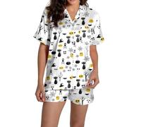 Generisch Pyjama d'Halloween pour femmes Shine Ensemble de pyjama Halloween Femmes Ensemble de pyjama en flanelle pour les vêtements de nuit effrayants Tenue de vacances Ensemble de pyjama avec