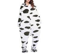 Generisch Pyjama d'hiver une pièce pour femme avec boutons - Costume animal - Combinaison de dessin animé - Coupe baggy - Combinaison créative et amusante - Doux - Pyjama, Blanc (01), S