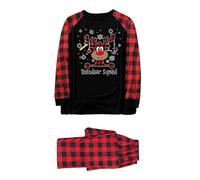 Generisch Pyjama douillet pour femme Vêtements assortis Mignon Noël Plaid à manches longues Hauts Pantalons Sweat-shirt Pyjama Tenues Vêtements Combinaison rouge, rouge, S