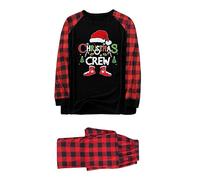 Generisch Pyjama douillet pour femmes Ensemble de vêtements de famille assortis Mignon Noël Plaid à manches longues Hauts Pantalons Sweat-shirt Pyjama Tenues Vêtements Combinaison Homme Polaire