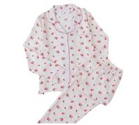 Generisch Pyjama doux à manches longues, vêtement de détente confortable pour des nuits confortables et des vêtements de nuit relaxants à la maison, rouge, M