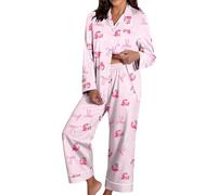 Generisch Pyjama durable pour femme en tissu doux avec poches, manches longues pour des soirées confortables à la maison et des nuits décontractées avec une matière très résistante, Rose, S