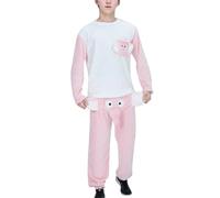 Generisch Pyjama éléphant pour homme avec trompe - 2 pièces - Pantalon éléphant - Combinaison de maison - Manches longues - Combinaison de loisirs - Unisexe - Long - Motif animaux, Rose, M