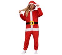 Generisch Pyjama en flanelle pour femme - Costume de Père Noël - Costume de Père Noël - Costume complet pour adulte - Unisexe - Motif de Noël - Pyjama décontracté - Combinaison de Noël, O rouge., S