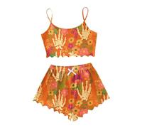 Generisch Pyjama en polaire pour femme Ensemble short pour femme, vêtements d'intérieur décontractés, imprimé Halloween, vêtements de tous les jours confortables en tissu éponge pyjama pour enfants