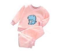 Generisch Pyjama épais pour enfant - Pyjama d'hiver pour petits garçons - Polaire moelleuse - Garçons et filles - Velours corail - Ensemble de vêtements d'intérieur pour filles, Rose, 3-4 ans
