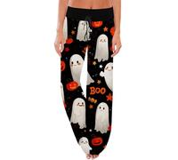 Generisch Pyjama Femme Satin Halloween Ensemble de Vêtements de Nuit Classique Loungewear Pyjama Femme Long Pyjama Femme Manches Longues Haut de Pyjama et Pantalon de Pyjama Imprimé, Pyjama B4 violet