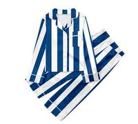 Generisch Pyjama fille une pièce avec imprimé, boutonné, haut à manches longues pantalon pyjama femme court mignon, bleu, 13-14 ans