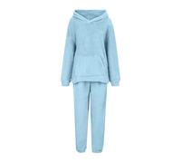 Generisch Pyjama long en flanelle moelleuse pour femme - Ensemble pyjama en polaire douillette - Automne et hiver - Coupe-vent - Deux pièces - Col rond - Combinaison thermique - Combinaison de loisirs