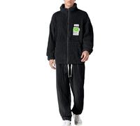 Generisch Pyjama long pour homme - Avec doublure en polaire - Pyjama chaud - Grande taille - Décontracté - Fermeture éclair confortable - En flanelle - Pour l'automne et l'hiver