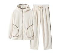 Generisch Pyjama long pour homme - Avec doublure en polaire - Pyjama chaud - Grande taille - Décontracté - Fermeture éclair confortable - En flanelle - Pour l'automne et l'hiver