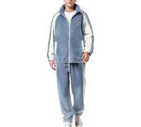 Generisch Pyjama long pour homme - Avec doublure en polaire - Pyjama chaud - Grande taille - Décontracté - Fermeture éclair confortable - En flanelle - Pour l'automne et l'hiver