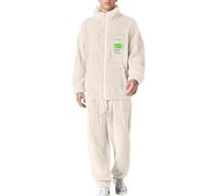 Generisch Pyjama long pour homme - Avec doublure en polaire - Pyjama chaud - Grande taille - Décontracté - Fermeture éclair confortable - En flanelle - Pour l'automne et l'hiver