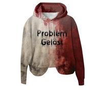 Generisch Pyjama moelleux pour femme - Hauts sanglants pour femmes avec des lettres amusantes - Vêtements d'Halloween sanglants - Pull à capuche d'éclaboussures de sang - Sweatshirt surdimensionné