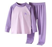 Generisch Pyjama pour fille avec blocage des épaules, manches longues, pantalon de pyjama, ensemble de sous-vêtements thermiques pour nouveau-né garçon, lilas, 12-14 ans