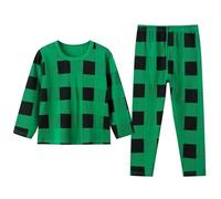 Generisch Pyjama pour garçon rouge printemps et automne longs garçons et filles hiver bas chaud ensemble pyjamas ensemble poncho de bain bébé dinosaure, vert, 130/7T
