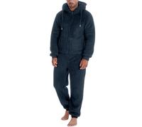 Generisch Pyjama pour homme - Combinaison chaude et moelleuse en polaire douillette - Combinaison en peluche - Pyjama une pièce - Hiver - Noël - Combinaison intégrale - Vêtement de détente, bleu