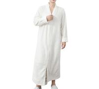 Generisch Pyjama pour homme en velours corail pour une chaleur hivernale comme vêtement décontracté avec épaississement en peluche, Blanc., XL