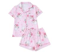 Generisch Pyjamas pour femmes avec imprimés de Noël, revers, manches courtes et shorts, ensembles européens et Homewear pour tous, rouge, M