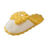 Generisch Quatre saisons Chaussons mignons en coton pour femme 2025 Chaussons en peluche à mémoire de forme avec mousse à mémoire de forme Chaussons en peau d'agneau, jaune, 41 EU