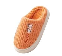 Generisch Quatre saisons Chaussons mignons pour femmes, en coton, chaussons pour femmes 2025 moelleux en mousse à mémoire de forme de Noël en peau d'agneau, Orange, 37 EU
