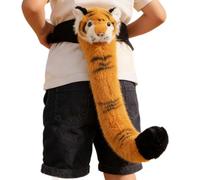 Generisch Queue d'animal de 45 cm en peluche avec tête de tigre | Accessoire de costume pour carnaval, fête, spectacle sur scène, activité en classe