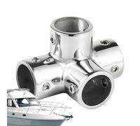 Generisch Raccord de balustrade marine | Base 4 voies en acier inoxydable | Ferrures de bateau en acier inoxydable | Pour bateaux, yachts, extérieur, ponts de quai, systèmes de balustrade