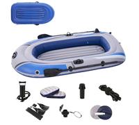 Generisch Rafradeau Gonflable Pêche, Bateau de Pêche Gonflable - Kayak Loisirs Bulles - 3 Personnes Flottant Gonflable Portable pour Pêche, avec Pagaie de Panneau et Pompe à Air