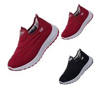 Generisch Raquettes de neige pour femme - Doublées - Chaussures d'hiver à enfiler - Antidérapantes - Semelle épaisse - Chaussures d'hiver légères en coton - Chaussures simples à enfiler, rouge, 37 EU