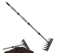 Generisch Râteau désherbant avec long - Fer robuste avec long et long manche télescopique ergonomique pour desserrer le sol, le parterre de jardin, le nettoyage de la pelouse