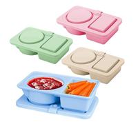 Generisch Récipients à collation réutilisables, double compartiment, 3,8 x 20,6 x 18,9 cm, en silicone, couvercles étanches, lot de 4 pièces, idéal pour sauce et vinaigrette