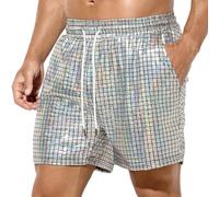 Generisch Reell Short à paillettes pour homme Rave Hot Party Short amusant pour homme, argenté, M