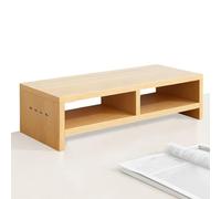Generisch Rehausseur d'écran en bois | Support d'ordinateur double couche avec 4 ports USB | Organiseur de bureau robuste | pour ordinateur portable, imprimante, bureau, maison, étude, dortoir