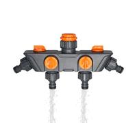 Generisch Répartiteur de tuyau d'arrosage en laiton - 4 voies - Valve robuste avec fonction de renvoi - Pour terrasse, jardin, serre, pelouse, camping, extérieur