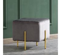 Generisch Repose-pieds en peluche de luxe - Ottoman - Repose-pieds rond moderne en velours - Petit banc à chaussures pour l'entrée - Tabouret de maquillage pour salon et chambre à coucher - Bleu -
