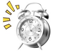 Generisch Réveil analogique pour chambre à coucher - Horloge analogique bruyante à l'ancienne pour bureau, cadran silencieux et double sonnette pour adolescents, enfants, adultes, chambre à coucher