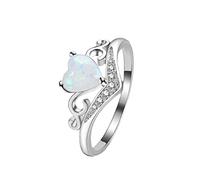 Generisch Ringelblume Extrakt Art- und Weiseherzförmiger Ring-neuer Schmucksache-Herz-bunter Edelstein-Dame Jewelry Love Ring Der Ringe Kostüm Kinder (Silver, 9)