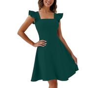 Generisch Robe à bretelles style rural pour femme - Design mignon - Mode pendulaire - Vacances - Plage - Loisirs en plein air, vert, M