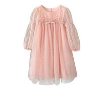 Generisch Robe à manches longues avec paillettes étoilées et lunes pour tout-petites, vêtements de soirée dansante, Rose, 4-5 ans