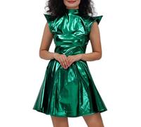 Generisch Robe à paillettes pour femme pour les soirées en club glamour, les occasions festives, avec un design élégant de jupe plissée à l'aspect doré brillant, vert, L