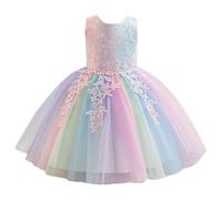 Generisch Robe arc-en-ciel Lollipop pour enfant - Robe de carnaval - Robe de danse pour fille avec un joli design - Tissu de qualité supérieure pour les occasions festives, Rose, 5-6 ans