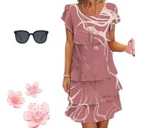 Generisch Robe avec motif floral multicolore, robe cascade avec motif floral et plusieurs plantes, robe pour femme avec motif floral, 07, M