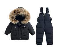 Generisch Robe de bébé - Combinaison de neige unie pour l'hiver - Pour fille - Salopette et veste à capuche avec fermeture éclair - Costume d'Halloween - 1 an, Noir , 4-5 ans