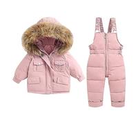 Generisch Robe de bébé - Combinaison de neige unie pour l'hiver - Pour fille - Salopette et veste à capuche avec fermeture éclair - Costume d'Halloween - 1 an, Rose, 4-5 ans
