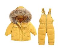 Generisch Robe de bébé - Combinaison de neige unie pour l'hiver - Pour fille - Salopette et veste à capuche avec fermeture éclair - Costume d'Halloween - 1 an, jaune, 4-5 ans