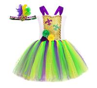 Generisch Robe de carnaval pour fille, costume de cirque pour fille, robe de cosplay fantaisie, ensemble de robe de princesse, robe tutu arc-en-ciel, accessoires de carnaval pour fête de carnaval